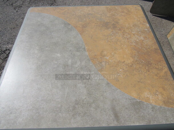 One Green/Brown Laminate Table Top On A Pedestal Base. 30X30X30 - Image 2 of 2
