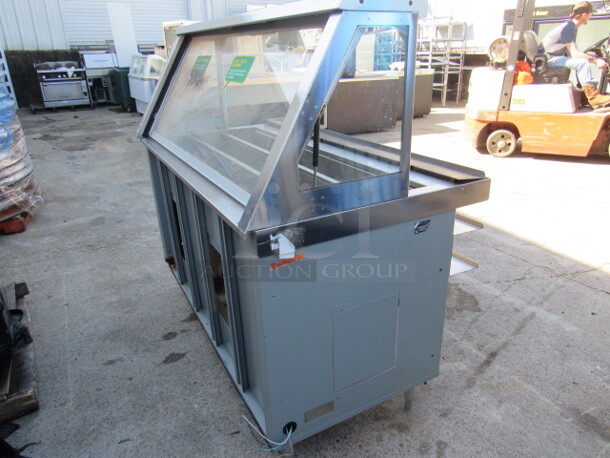 One Duke Refrigerated Prep Table With Over Shelf, Under Storage, And Self Lowering Glass.120 Volt. Model# SWD600-60FLM.  60X36X58 - Image 2 of 2
