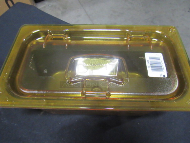 1/3 Size 6 Inch Deep Amber Food Storage Container With NEW Lid.  - Image 2 of 2