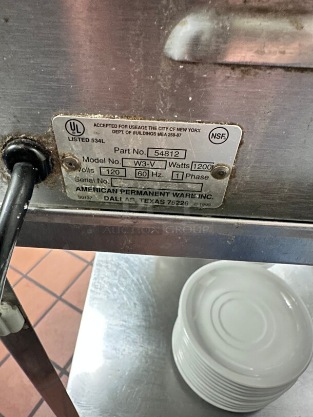 Working! APW W-3VI Countertop Food Warmer - Wet w/ (1) Full Size Pan Wells, 120v NSF Tested and Working! - Image 8 of 9