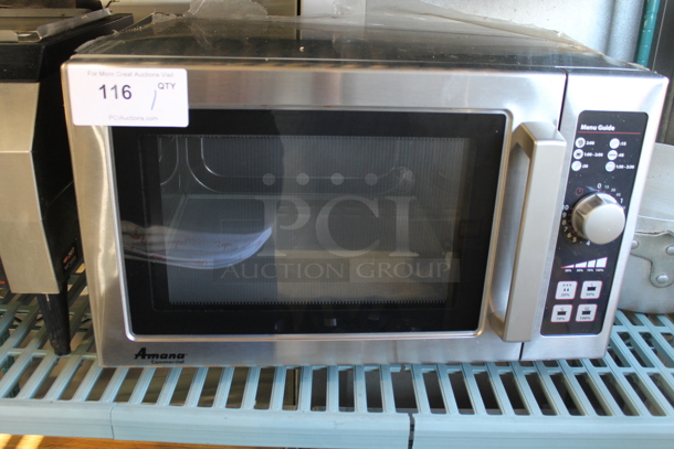 2014 Amana RCS10DSE Stainless Steel Commercial Countertop Microwave Oven. 120 Volts, 1 Phase.  - Image 1 of 5
