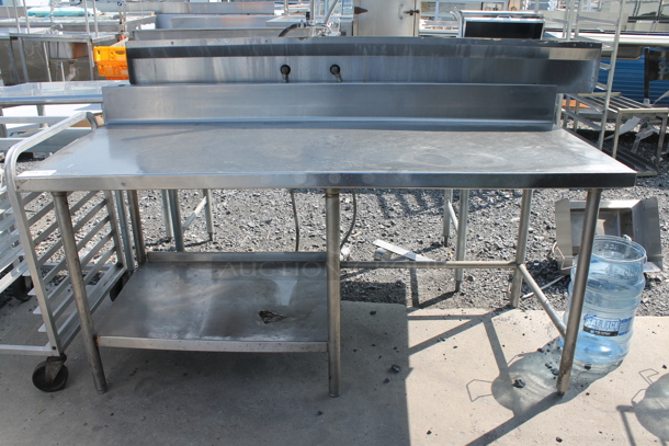 Stainless Steel Commercial Table w/ Back Splash and Under Shelf. - Image 1 of 4