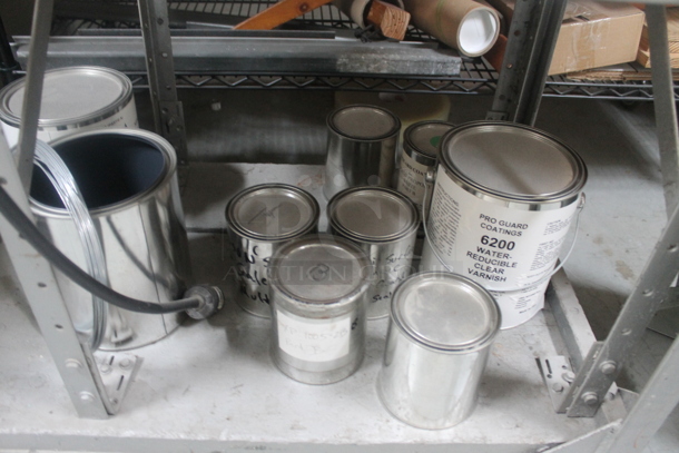 Gray Metal Shelving Unit w/ Contents Including Cans on Commercial Casters. BUYER MUST REMOVE. - Image 4 of 5