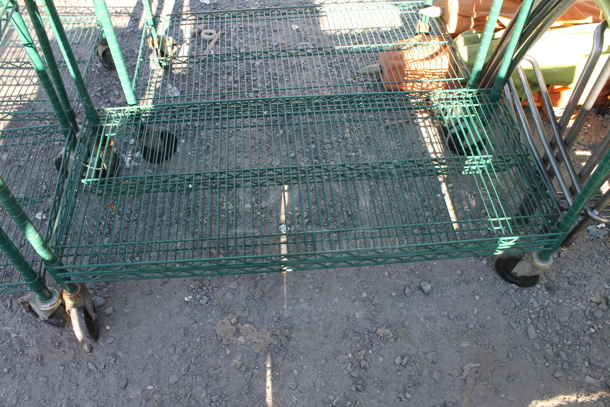 Green Finish 6 Tier Wire Shelving Unit on Commercial Casters. BUYER MUST DISMANTLE. PCI CANNOT DISMANTLE FOR SHIPPING. PLEASE CONSIDER FREIGHT CHARGES. - Image 2 of 2