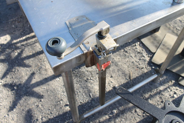 Stainless Steel Table w/ Over Shelf and Mounted Commercial Can Opener. - Image 3 of 3