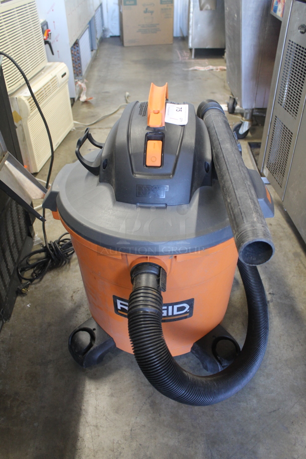 Rigid HD16400 Electric Orange And Black Wet/Dry Shop Vacuum With Large Orange Bucket. 120V. Tested and Working!