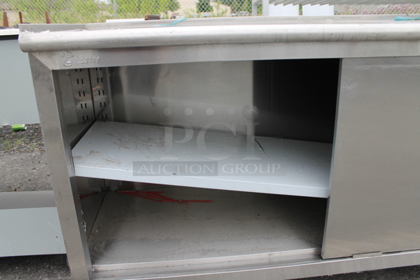 Stainless Steel Commercial Counter w/ 3 Bar Mats, 2 Doors and Under Shelf. - Image 5 of 9
