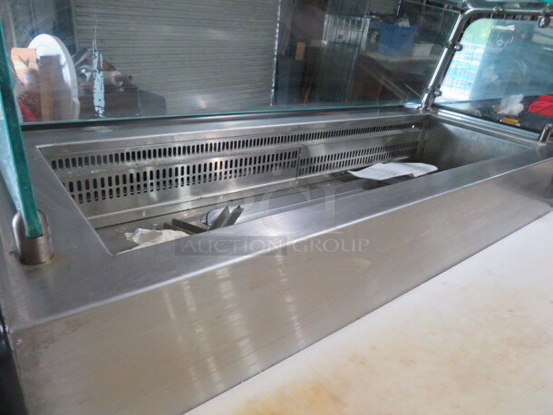 One Structural Concepts G-Series Combination Salad Prep/Refrigerated Self Serve Air Curtain Dual Service Merchandiser. Model# GP441RR. 208-230 Volt. 1 Phase. 51X51X56. $21,635.00. - Image 3 of 6