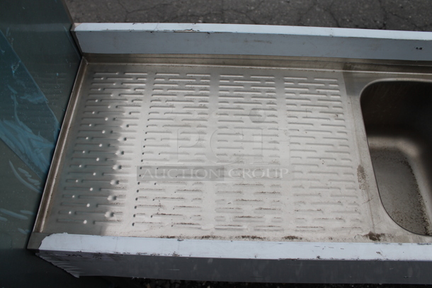 BRAND NEW SCRATCH AND DENT! Krowne 18-42R Stainless Steel 2 Bay Back Bar Sink w/ Left Side Drain Board and Back Splash. Bays 10x14x9.5. Drain Board 24.5x16 - Image 3 of 5