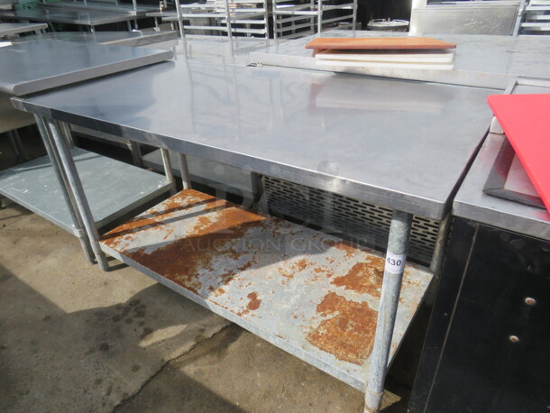 One Stainless Steel Table With Under Shelf. 60X30X33