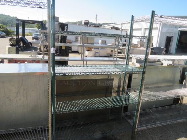 One Green Metro Shelf  With 4 Shelves. 48X18X75 - Image 1 of 1