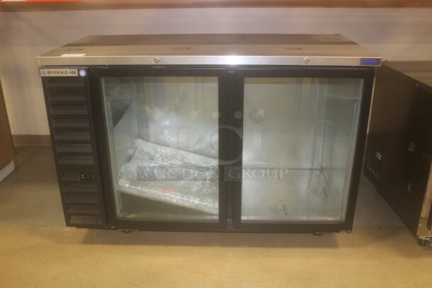 NEW! Beverage Air Model BB58HC-1-G-B Commercial Glass Door Bar Back Cooler With Stainless Steel Top. 59x28x40. 115V/60Hz.  