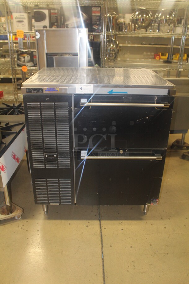 NEW! Perlick Model BBS36C Tobin Ellis Refrigerated Cocktail Station With 2 Drawers. 36x27.5x41.5. 115V/60Hz. 