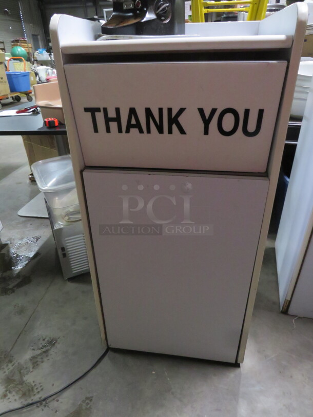 One Laminate Trash Receptacle With Trash Can. 23X22X48 - Image 1 of 2