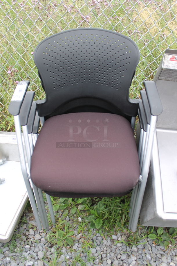 4 Black and Maroon Chairs w/ Arm Rests. 4 Times Your Bid! - Image 1 of 4