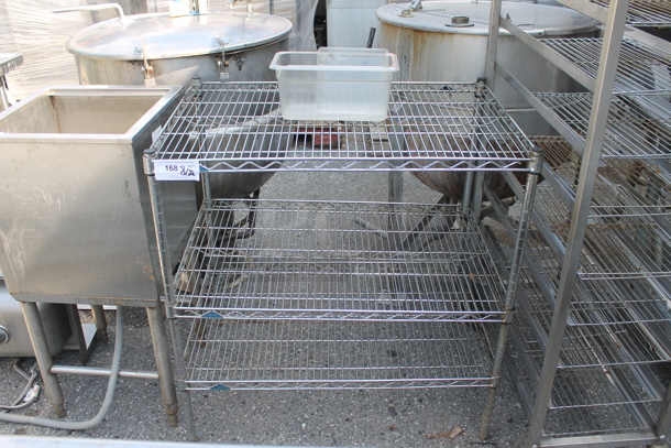 Chrome Finish 3 Tier Wire Shelving Unit. BUYER MUST DISMANTLE. PCI CANNOT DISMANTLE FOR SHIPPING. PLEASE CONSIDER FREIGHT CHARGES.  - Image 1 of 3