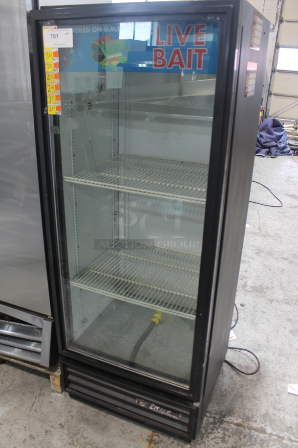 True GDM-12 Metal Commercial Single Door Reach In Cooler Merchandiser w/ Poly Coated Racks. 115 Volts, 1 Phase. Tested and Working!