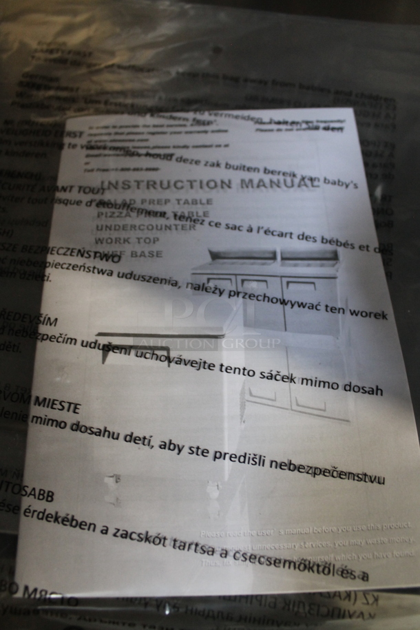 BRAND NEW! 2022 Atosa MSF8307GR Stainless Steel Commercial Sandwich Salad Prep Table Bain Marie Mega Top w/ Stainless Steel 1/6 Size Drop In Bins on Commercial Casters. 115 Volts, 1 Phase. Tested and Working! - Image 9 of 11