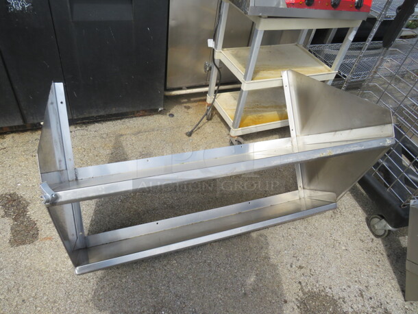 One Stainless Steel Wall Mount Double Shelf. 48X24X32