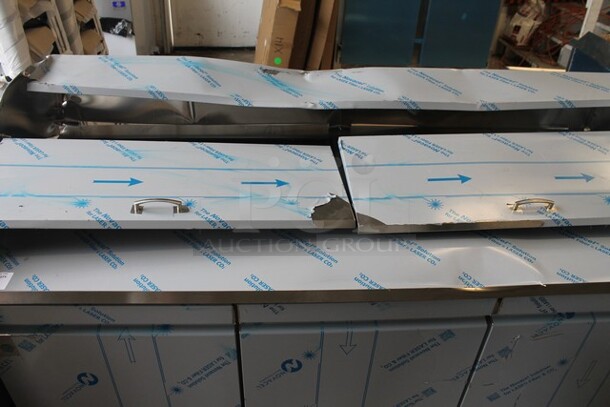 BRAND NEW SCRATCH AND DENT! 2023 Avantco 447APST72 Stainless Steel Commercial Sandwich Salad Refrigerated Prep Table Bain Marie Mega Top. Comes w/ Commercial Casters. 115 Volts, 1 Phase. Tested and Working! - Image 3 of 10