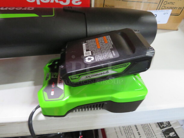 One Greenworks 24 Volt Blower With Battery. - Image 2 of 3