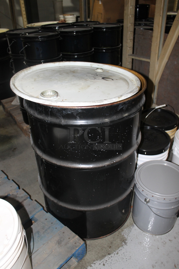 ALL ONE MONEY! Lot of Various Buckets Including Chem Resistant Hardener and Metal Barrel. BUYER MUST REMOVE. - Image 3 of 5