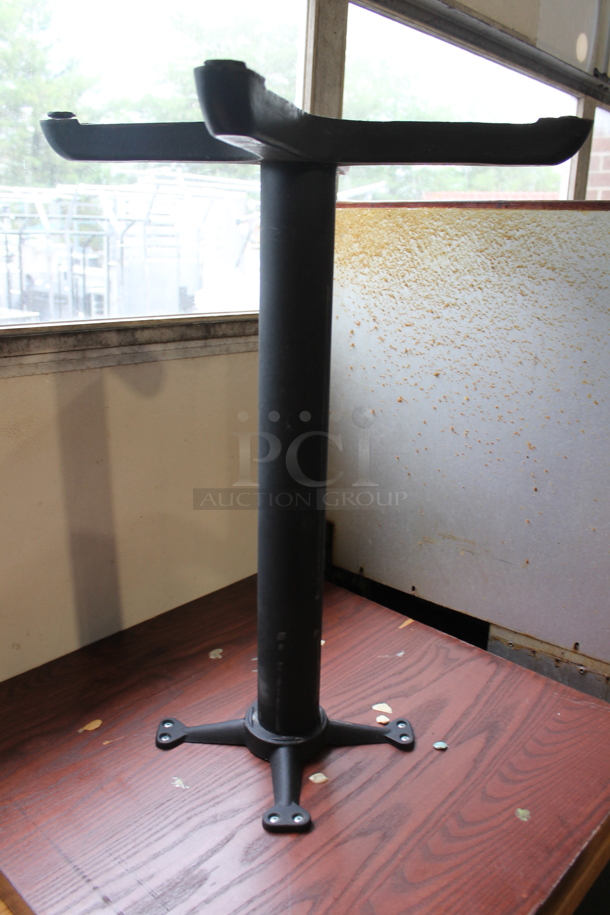 3 Wooden Dining Height Tables on Black Metal Table Base. 3 Times Your Bid! - Image 3 of 4