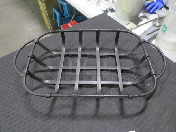 One Multi Use Black Metal Basket. Bread/Serving. - Image 1 of 3