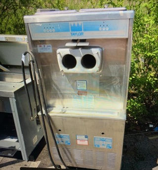 One Taylor Twin Soft Serve Machine With Twist, On Casters. Model# Y754-27. 208-230 Volt. 1 Phase. 26X33X59