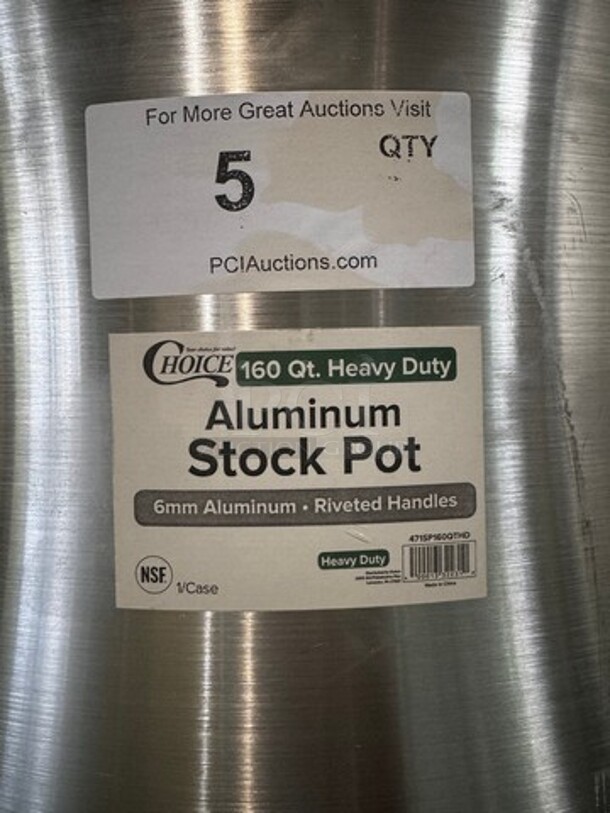 Choice 160Qt. Heavy Duty Aluminum Stock Pot, Brand New! - Image 5 of 6