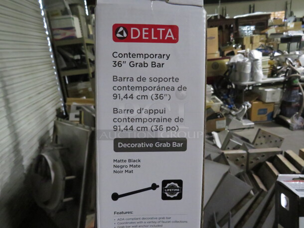 One NEW Delta Contemporary Matte Black 36 Inch Grab Bar. - Image 1 of 1