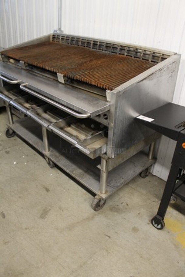 MagiKitch'n Stainless Steel Commercial Natural Gas Powered Charbroiler Grill w/ Under Shelf on Commercial Casters. - Image 4 of 6