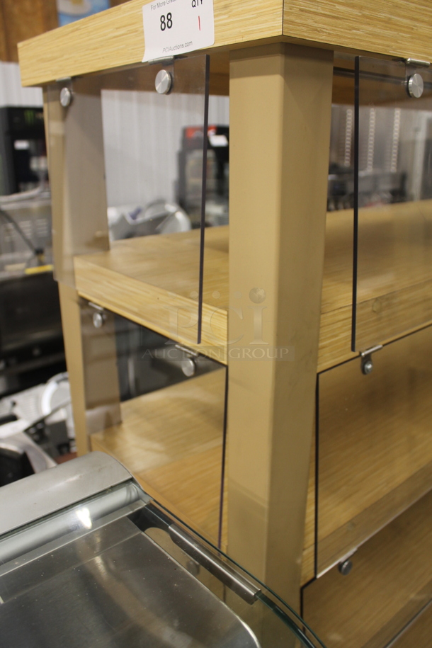 Wood Pattern 5 Tier Shelving Unit w/ Poly Doors. - Image 5 of 6