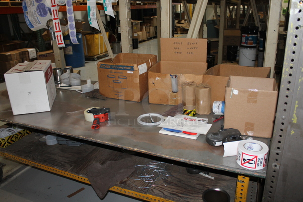 Metal Table w/ Under Shelf, Contents on Commercial Casters and Office Chair. - Image 4 of 10