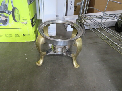 One Stainless Steel Beverage Stand With Gold Trim