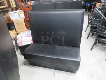 One Single Sided Black Cushioned Booth. 46X23X48