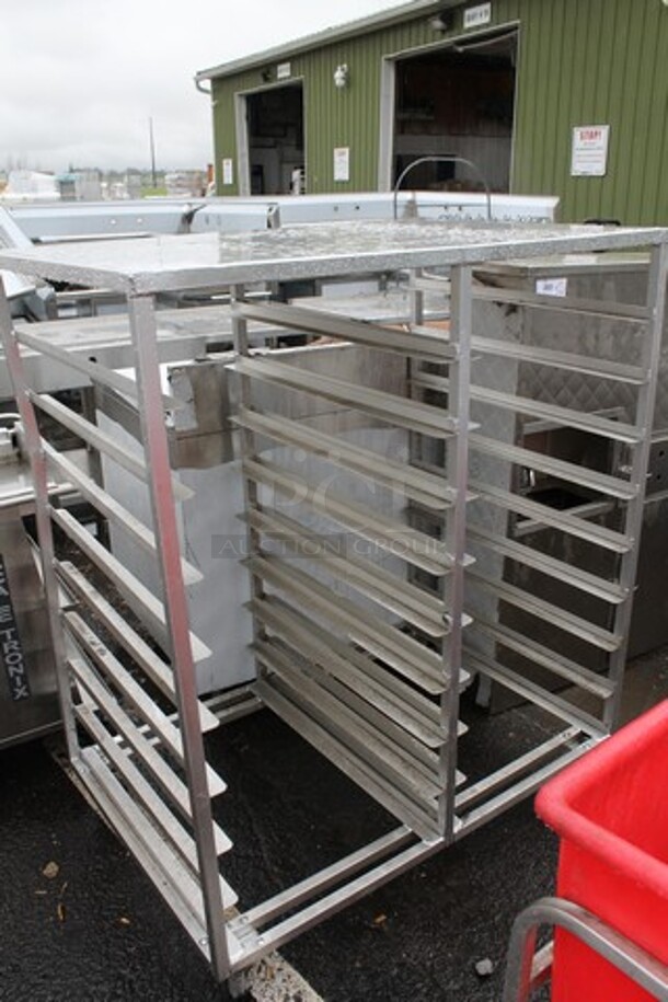 Channel Metal Commercial Double Pan Transport Rack on Commercial Casters. 