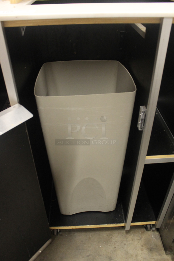 Wood Pattern Trash Can Shell w/ Trash Can, Trash Deposit Hole, Over Shelf and Door.  - Image 5 of 5