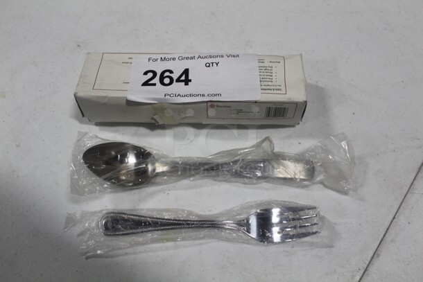 NEW IN BOX! 6 Boxes (12 Each) Brown Contour Bouillon Spoons And Salad Forks. 6X Your Bid! 
