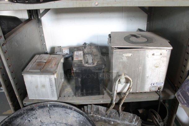 Gray Metal 4 Tier Shelving Unit w/ Contents Including Metal Powered Unit. BUYER MUST REMOVE. - Image 5 of 7