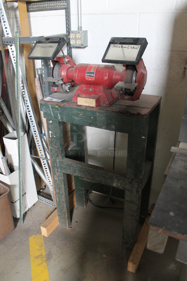 Milwaukee Bench Grinder on Wooden Stand. 115 Volts, 1 Phase. - Image 3 of 7