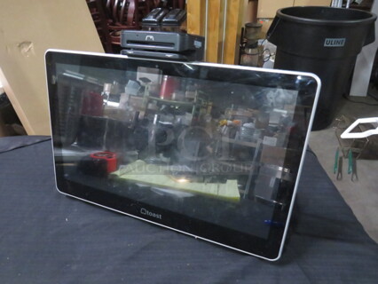 One Toast All In One POS System With Credit Card Reader On A Stand. 