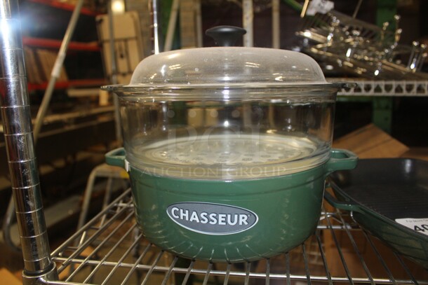 NEW! 4 Pieces Chasseur Green Enameled Cast Iron Cookware. Includes Skillet, Saucepan, Grill And French Oven.4X Your Bid!  - Image 5 of 6