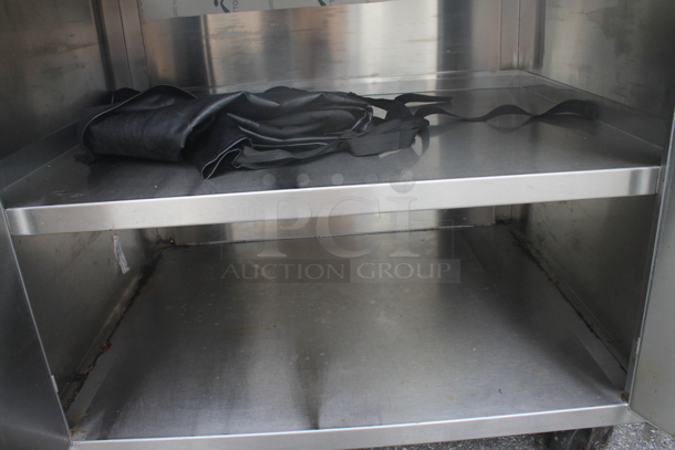 Stainless Steel Commercial Counter w/ Back Splash, Under Shelves and 2 Doors. - Image 3 of 3