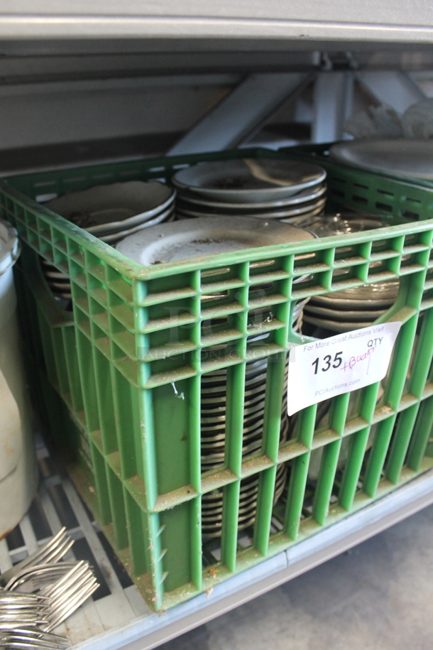 ALL ONE MONEY! Lot of Ceramic Plates in Crate, Forks and Bucket. - Image 3 of 5