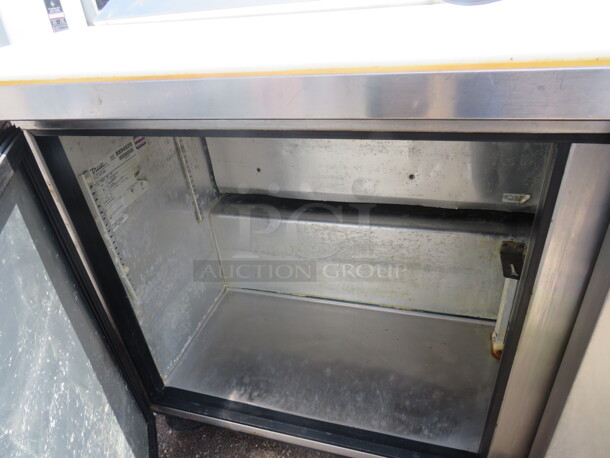 One WORKING SS True 2 Door Refrigerated prep Table With Cutting Board, On Casters. Model# TSSU-60-16. 115 Volt. 60X30X43 - Image 2 of 2