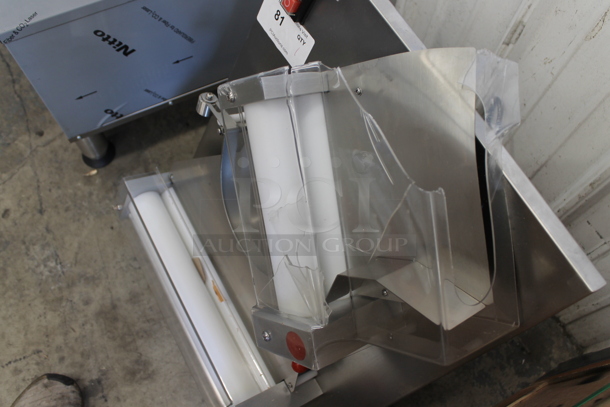 BRAND NEW SCRATCH AND DENT! Estella 348EDS12D Stainless Steel Commercial Countertop 12" Double Pass Dough Sheeter. 120 Volts, 1 Phase. Tested and Working! - Image 4 of 5