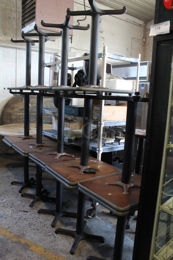 14 Gray Green / Tan Dining Height Tables on Black Metal Table Base. 14 Times Your Bid! - Image 4 of 4