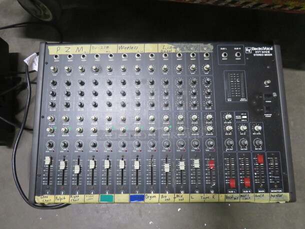 One Electro Voice Stereo Mixer. Model# EVT-5212 II.  - Image 1 of 2