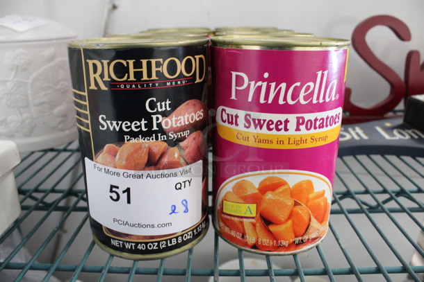 ALL ONE MONEY! Lot of 8 Cans of Sweet Potatoes; Princella and Richfood. 4x4x6